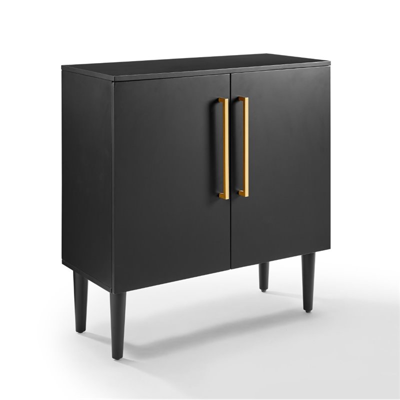 Pemberly Row Contemporary Wood Accent Cabinet in Matte Black