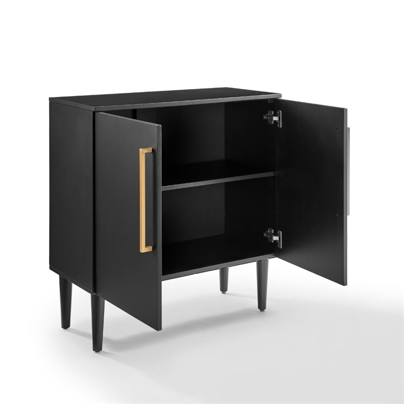 Pemberly Row Contemporary Wood Accent Cabinet in Matte Black