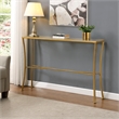 Pemberly Row Contemporary Contemporary Glass Top Console Table in Antique Gold