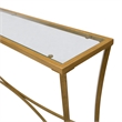 Pemberly Row Contemporary Contemporary Glass Top Console Table in Antique Gold
