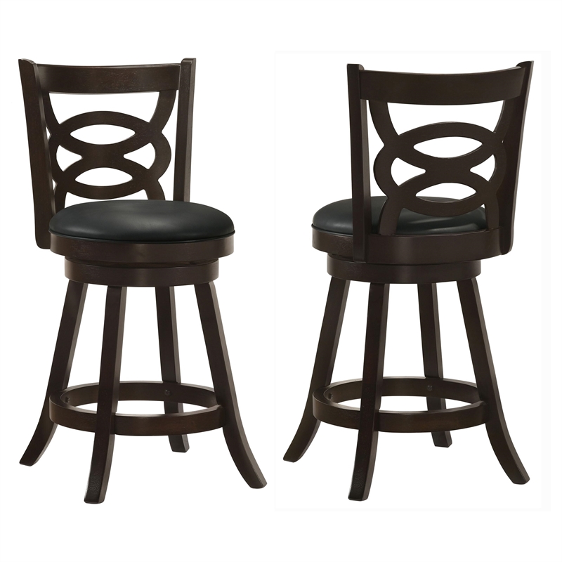 Pemberly Row Wood Swivel Counter Height Stools in Cappuccino