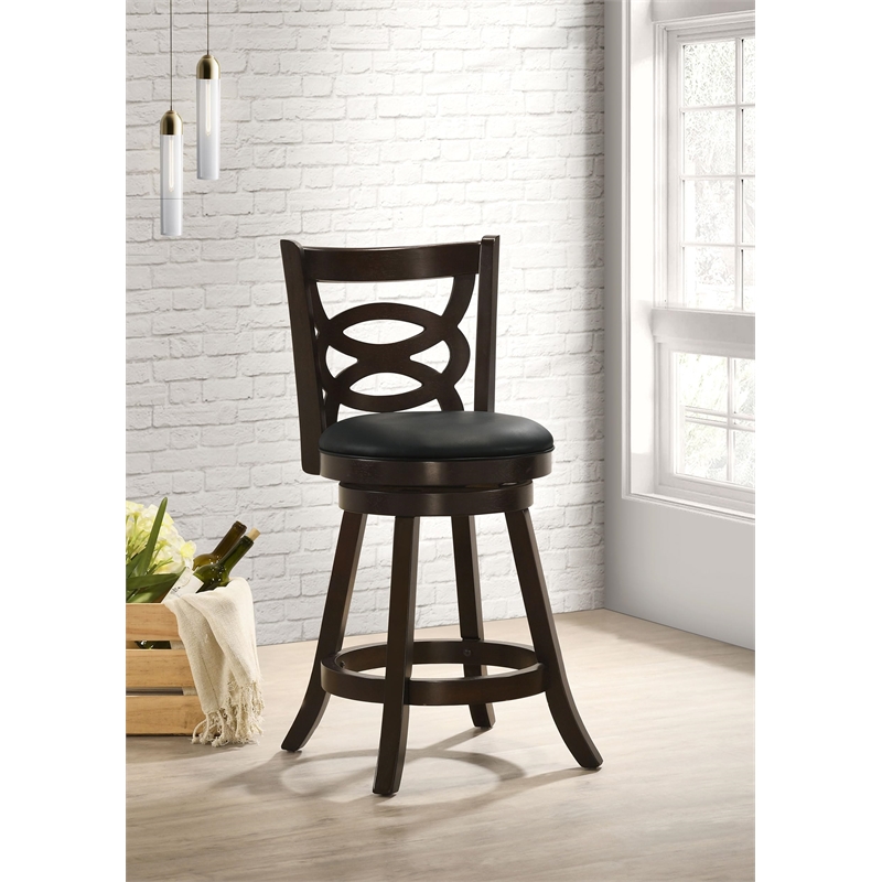 Pemberly Row Wood Swivel Counter Height Stools in Cappuccino