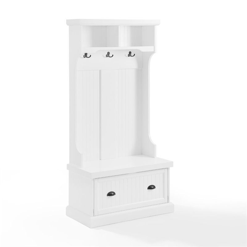 Pemberly Row Contemporary Coastal MDF Wood Hall Tree in White