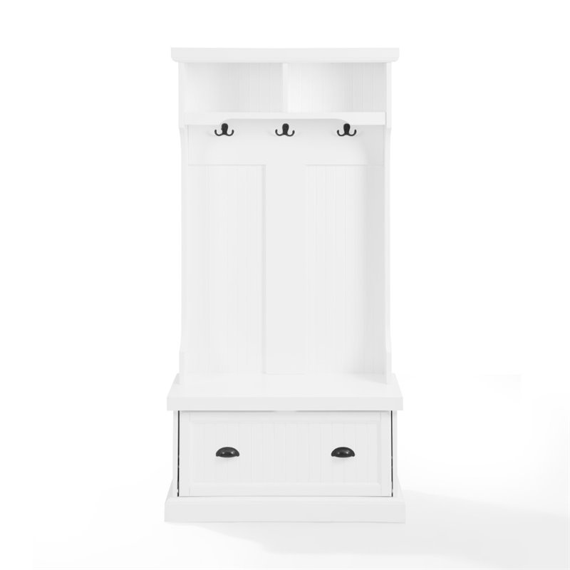 Pemberly Row Contemporary Coastal MDF Wood Hall Tree in White