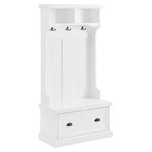 Pemberly Row Contemporary Coastal MDF Wood Hall Tree in White