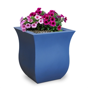 Pemberly Row Contemporary 16x16&quot Square Plastic Planter in Blue