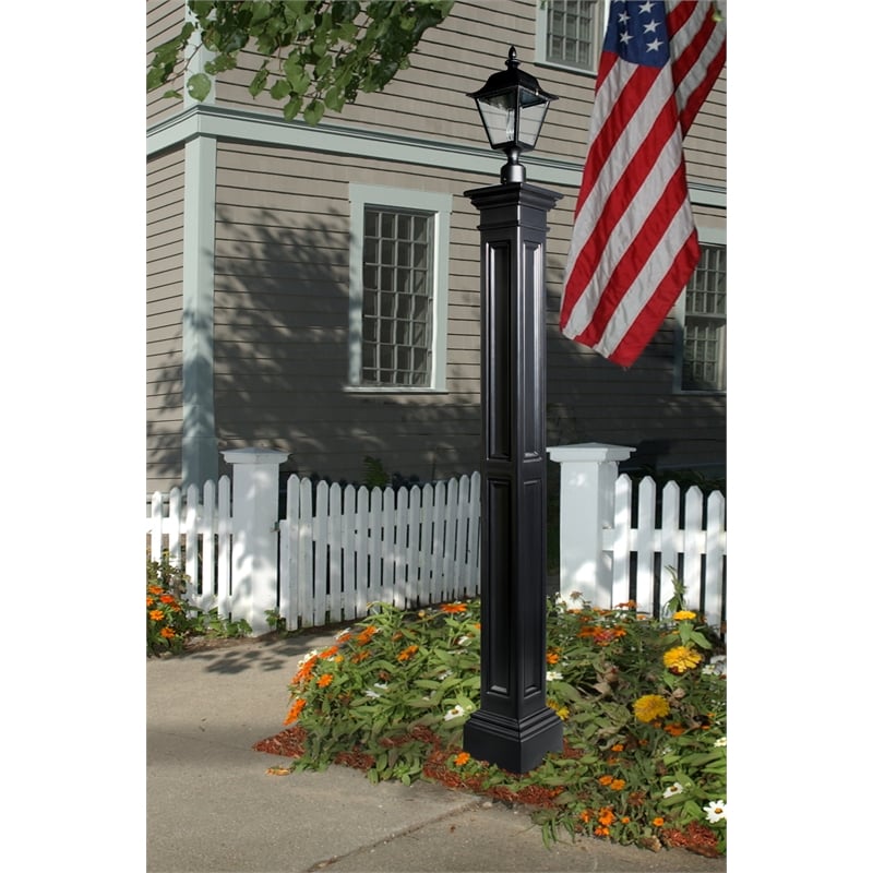 Pemberly Row Traditional Plastic Lamp Post with Mount in Black