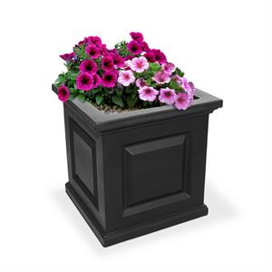 Pemberly Row 16x16&quot Weatherproof Traditional Plastic Planter in Black