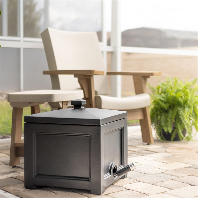 Pemberly Row Traditional Plastic Garden Hose Bin in Black Finish