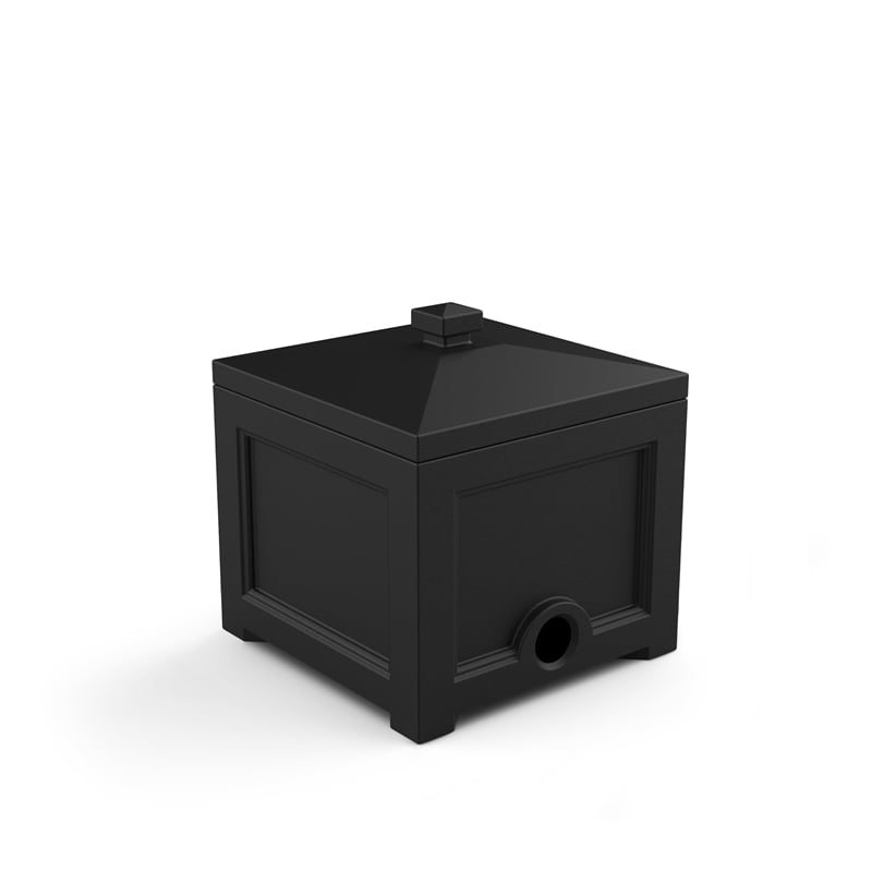 Pemberly Row Traditional Plastic Garden Hose Bin in Black Finish