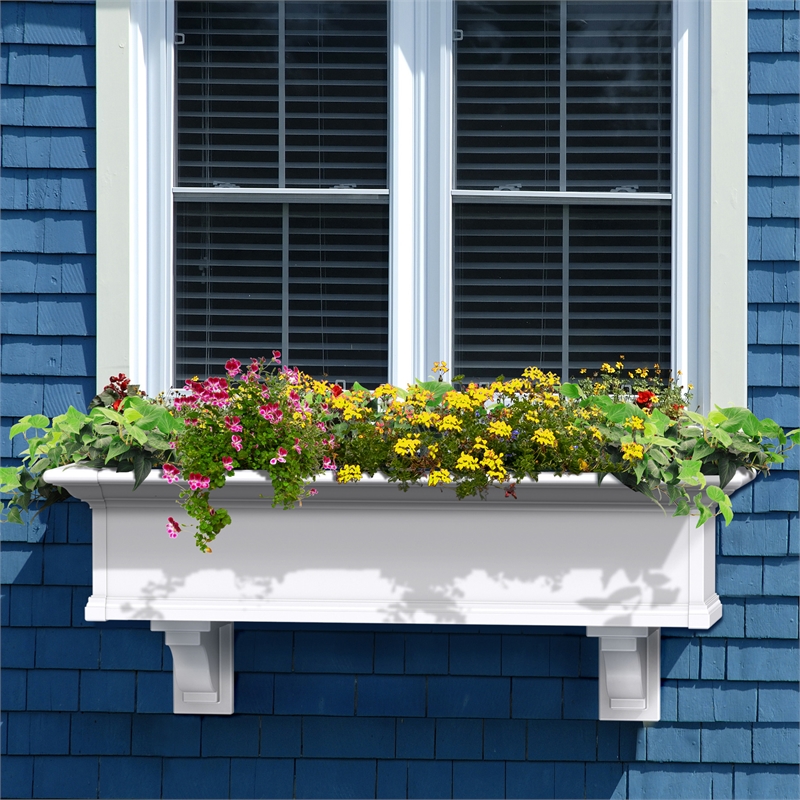 Pemberly Row 4ft Weatherproof Traditional Vinyl Window Box in White