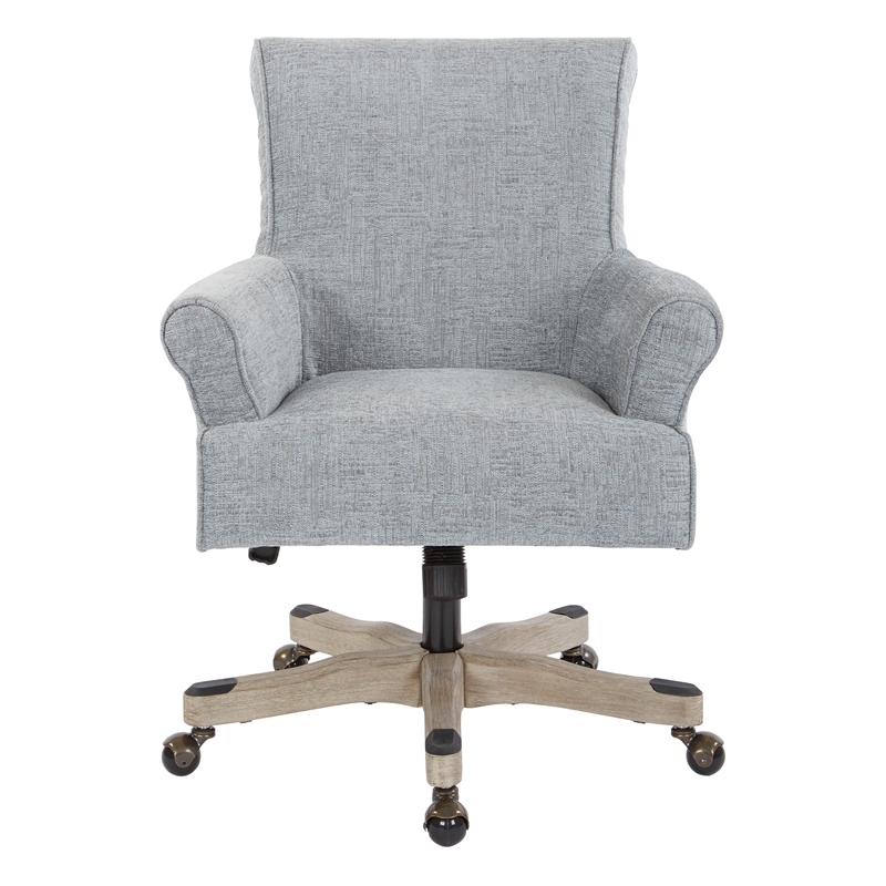 Pemberly Row Office Chair in Mist Fabric with Gray Wash Wood