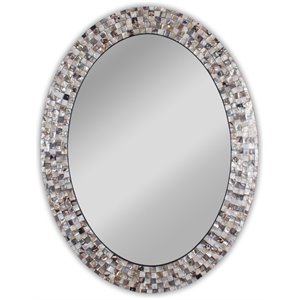 Pemberly Row Vertical Hanging Seashell Oval Framed Wall Mirror 35&quot Height