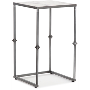 Pemberly Row Modern / Contemporary Solid Marble Side Table White