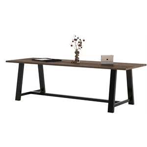 Pemberly Row 3' x 9' Wood Top Standard Height Conference Table in Studio Teak