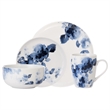 Pemberly Row Modern Porcelain Dinner Set 16 Piece Midnight Roses