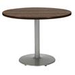 Pemberly Row Round Breakroom Table with Teak Round Silver Base Counter Height