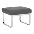 Pemberly Row Contemporary Blended Leather Ottoman in Smoke Gray