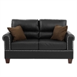 Pemberly Row 2 Piece Faux Leather Sofa and Loveseat Set in Black Color