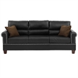 Pemberly Row 2 Piece Faux Leather Sofa and Loveseat Set in Black Color