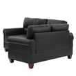 Pemberly Row 2 Piece Faux Leather Sofa and Loveseat Set in Black Color