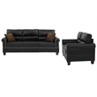 Pemberly Row 2 Piece Faux Leather Sofa and Loveseat Set in Black Color