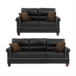 Pemberly Row 2 Piece Faux Leather Sofa and Loveseat Set in Black Color