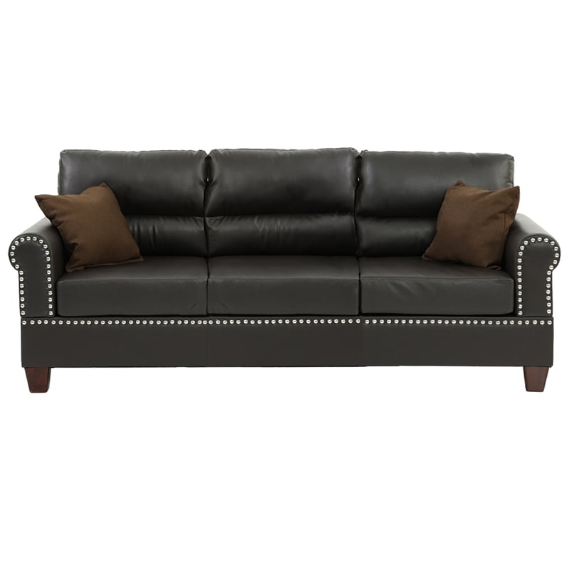 Pemberly Row 2 Piece Faux Leather Sofa and Loveseat Set in Espresso Color