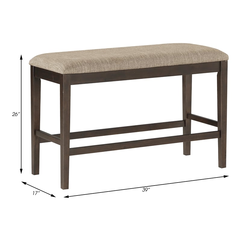 Pemberly Row Contemporary Counter Height Wood Bench in Brown