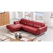 Pemberly Row Red Color With Italian Leather Sectional - Left Facing Chaise