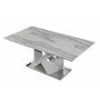Pemberly Row Marble Top/Stainless Steel Base Dining Table in Gray