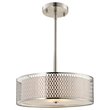 Pemberly Row 1-Light Metal and Fabric Pendant in Satin Nickel