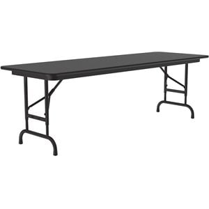 Pemberly Row 22-32&quotH Adjustable Height Black Granite Melamine Top Folding Table