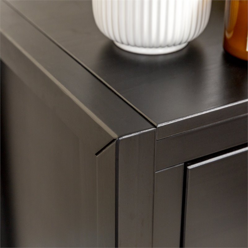 Pemberly Row 1-Drawer Classic Solid Wood Bedroom Nightstand in Black