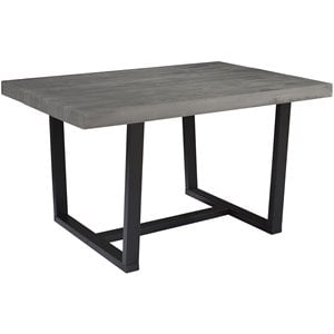 Pemberly Row Modern 52&quot Solid Pine Wood Dining Table in Gray/Black