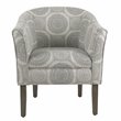 Pemberly Row Transitional Wood and Fabric Barrel Accent Chair in Gray