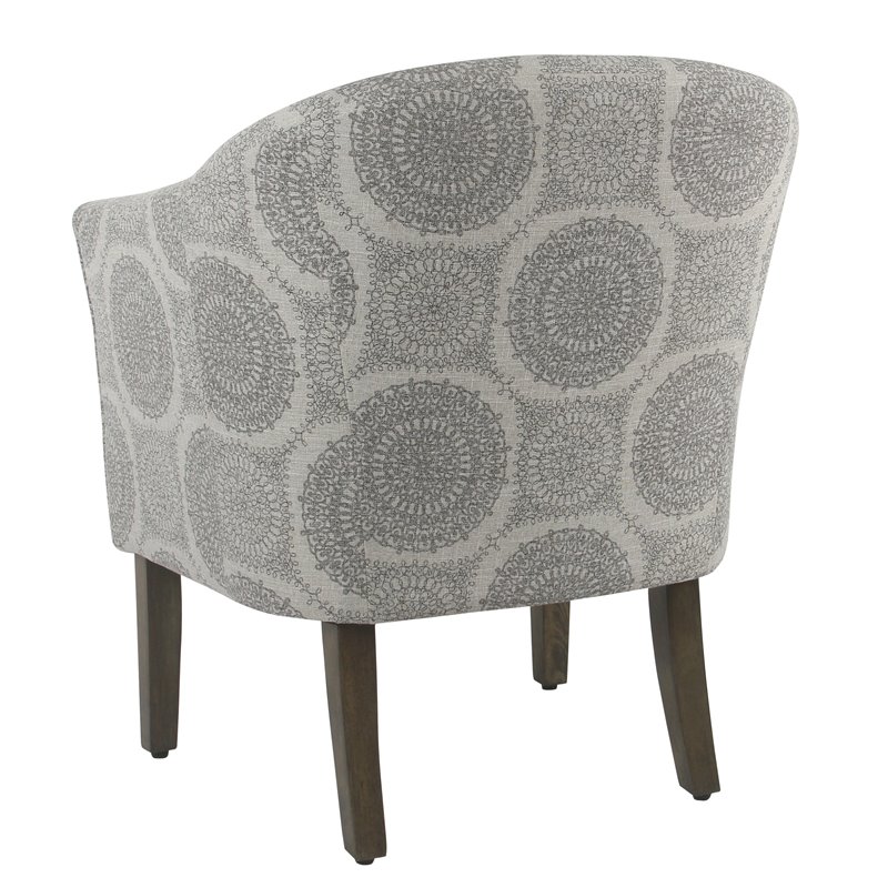 Pemberly Row Transitional Wood and Fabric Barrel Accent Chair in Gray