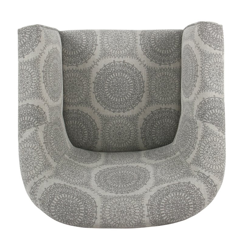 Pemberly Row Transitional Wood and Fabric Barrel Accent Chair in Gray