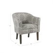 Pemberly Row Transitional Wood and Fabric Barrel Accent Chair in Gray