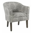 Pemberly Row Transitional Wood and Fabric Barrel Accent Chair in Gray