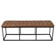Pemberly Row Modern Faux Leather Large Bench with Button Tufting in Brown