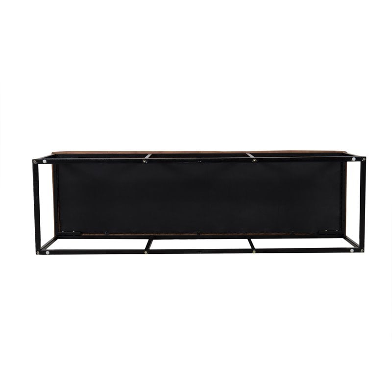 Pemberly Row Modern Faux Leather Large Bench with Button Tufting in Brown