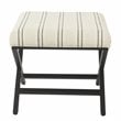 Pemberly Row Modern Metal and Fabric Stripe X-base Ottoman in Black and White