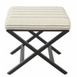 Pemberly Row Modern Metal and Fabric Stripe X-base Ottoman in Black and White