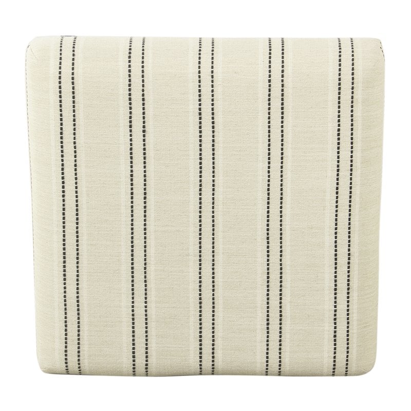Pemberly Row Modern Metal and Fabric Stripe X-base Ottoman in Black and White