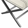 Pemberly Row Modern Metal and Fabric Stripe X-base Ottoman in Black and White