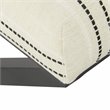 Pemberly Row Modern Metal and Fabric Stripe X-base Ottoman in Black and White