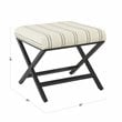 Pemberly Row Modern Metal and Fabric Stripe X-base Ottoman in Black and White