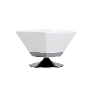 Pemberly Row Contemporary Faux Leather Swivel Ottoman in White