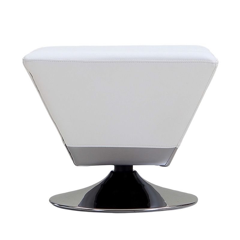 Pemberly Row Contemporary Faux Leather Swivel Ottoman in White